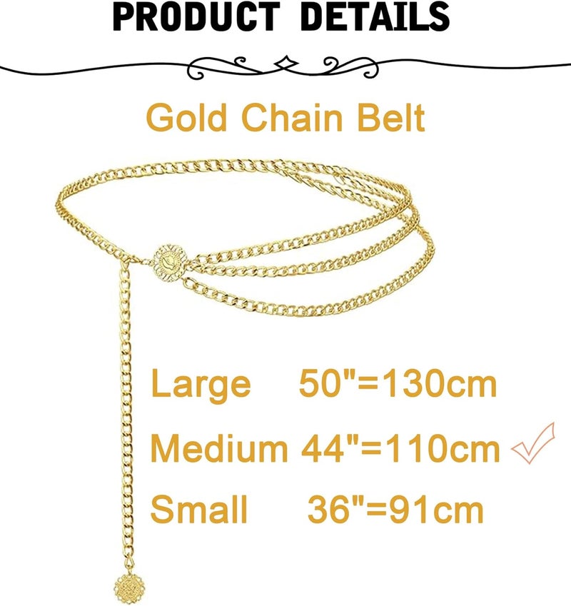 MODRSA Chain Belt Chain Silver Chain Belt Gold Chain Belt with Chain Sunflower Butterfly Waist Chain Belt Plus Size Long - Image 2